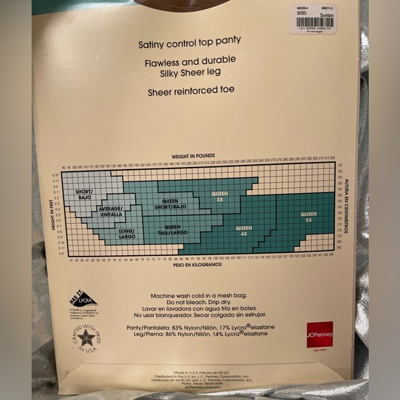 VINTAGE ✳️ JC Penney Silky Sheer Pantyhose ✳️ Average ✳️ Suntan NEW - Picture 3 of 3